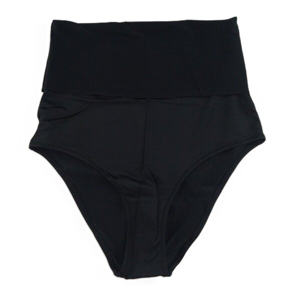 Aerie High Waisted Foldover Bikini Bottom Women's Size XS True Black Swimsuit - Picture 1 of 6